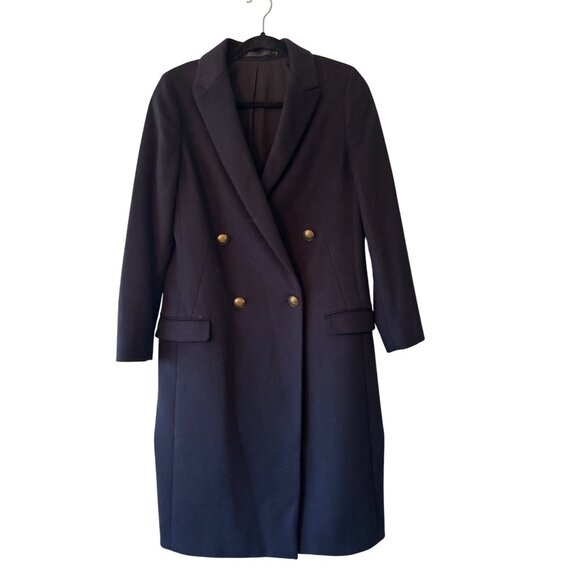 AllSaints Womens Baye Wool Blend Double-Breasted Coat Gold Buttons US 4 UK 8 - Picture 3 of 15